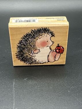 Vintage Penny Black Rubber Stamp 1448E Garden Gossip Hedgehog & Ladybug